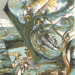 Litografia tempesta mare sirene sub